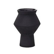 Vase CUZCO, schwarz, Durchmesser 14 cm, Höhe 20 cm, Keramik, handgefertigt, von Element Accessories. Außenschicht matt, innen glänzend.