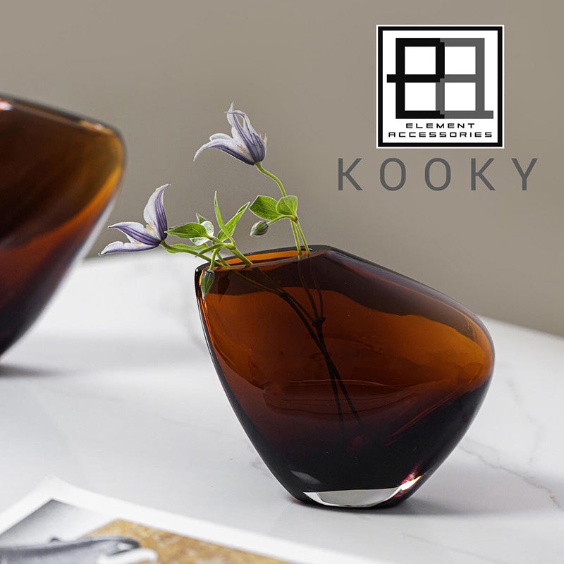 Element Accessoires-Glasvase Kooky, mundgeblasen, Faarbe: Amber, 16 cm Höhe, sanfte, abgerundete Form, auch als Deko-Element
