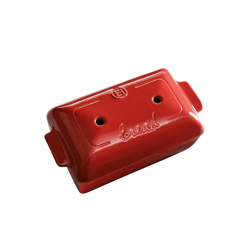 Löcher für Luftzirkulation Emile Henry - Brotbackform aus französischer Keramik für Kastenbrot, rot, 22 cm lang mit Deckel im Home-and-Kitchen Online Shop
