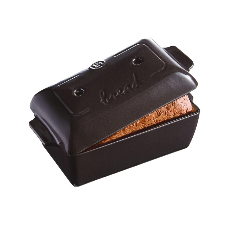 Emile Henry - Brotbackform aus französischer Keramik für Kastenbrot, schwarz, 22 cm lang mit Deckel im Home-and-Kitchen Online Shop