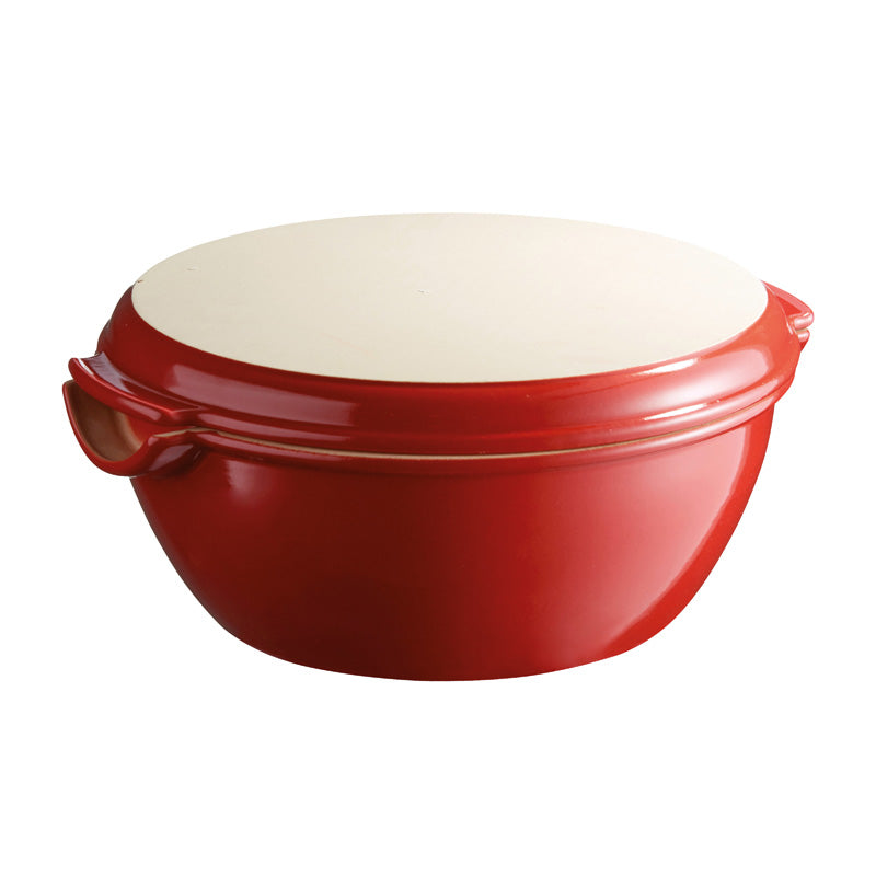 Emile Henry  - Brotbackform rund - Farbe Rot, Durchmesser 32,5 cm, aus Keramik, hergestellt in Frankreich, im Home-and-Kitchen Online Shop