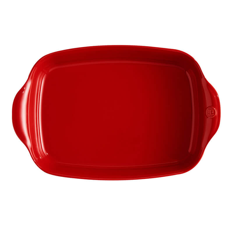 Draufsicht Auflaufform Ultime von Emile Henry, Größe 42 cm, in 3 Farben, HR Keramik, spülmaschinengeeignet, rechteckig, für Mikrowelle und Gefrierschrank, für 4-6 Personen
