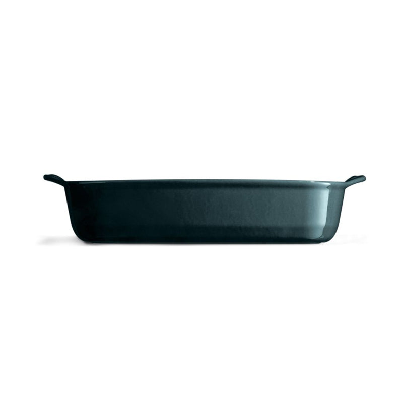 Seitenansicht große Gratinform Ultime von Emile Henry aus Frankreich, 36 x 23 cm, in 3 Farben, 2,9 l Volumen, genug Platz für 3-4 Portionen, für Mikrowelle, Backofen, Gefrierschrank, Spülmaschine, rechteckig