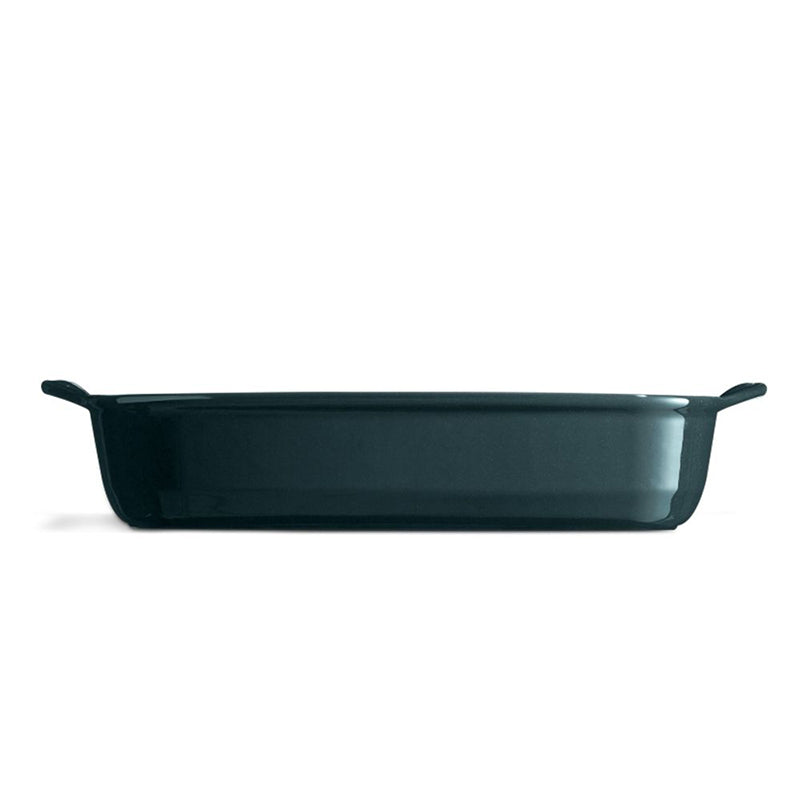Seitenansicht Auflaufform Ultime von Emile Henry, Größe 42 cm, in 3 Farben, HR Keramik, spülmaschinengeeignet, rechteckig, für Mikrowelle und Gefrierschrank, für 4-6 Personen
