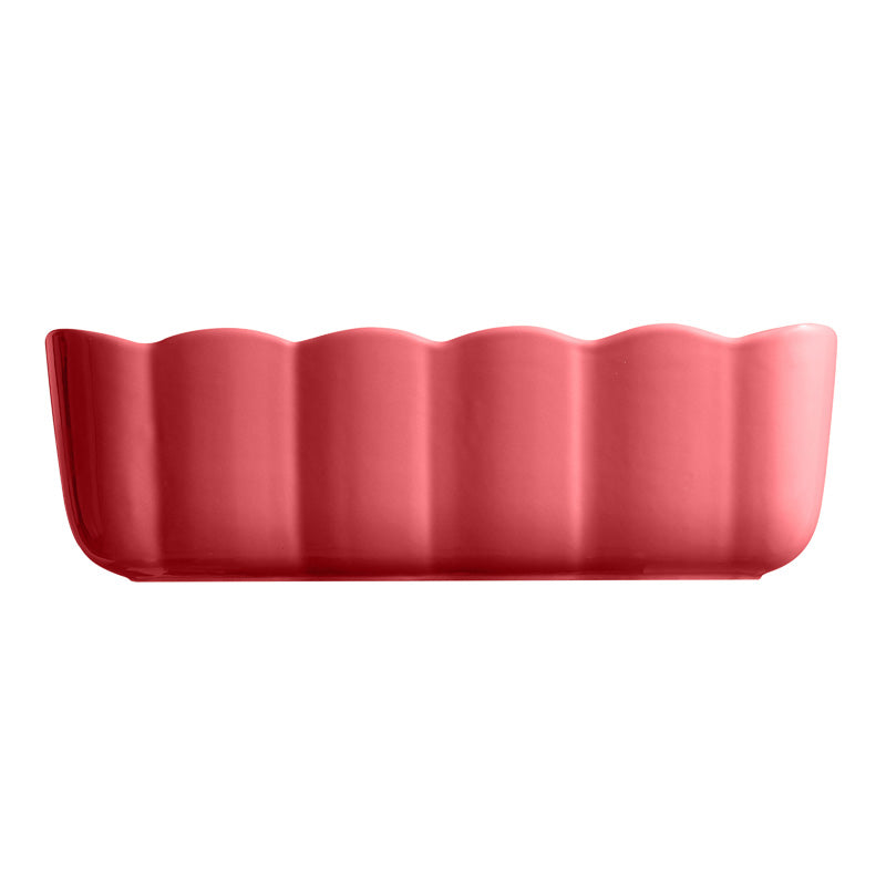 Seitenansicht Emile Henry Keramik Kastenform MADELEINE 29 x 13,5 cm - rosa im Home-and-Kitchen Online Shop