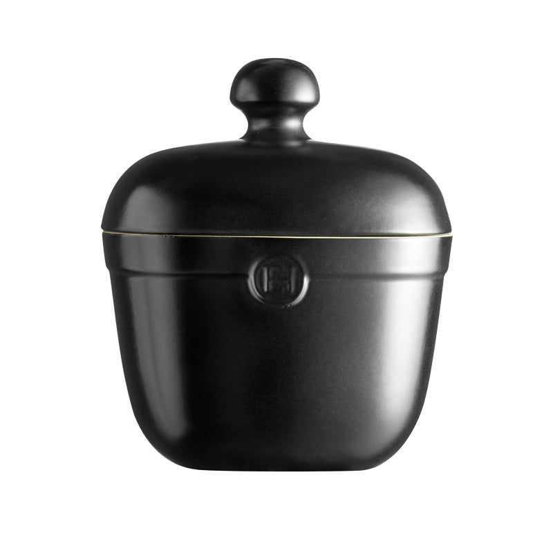 Emile Henry – Keramik Aufbewahrungsdose / Keksdose 2,45 L - Schwarz, Höhe 25 cm im Home-and-Kitchen Online Shop
