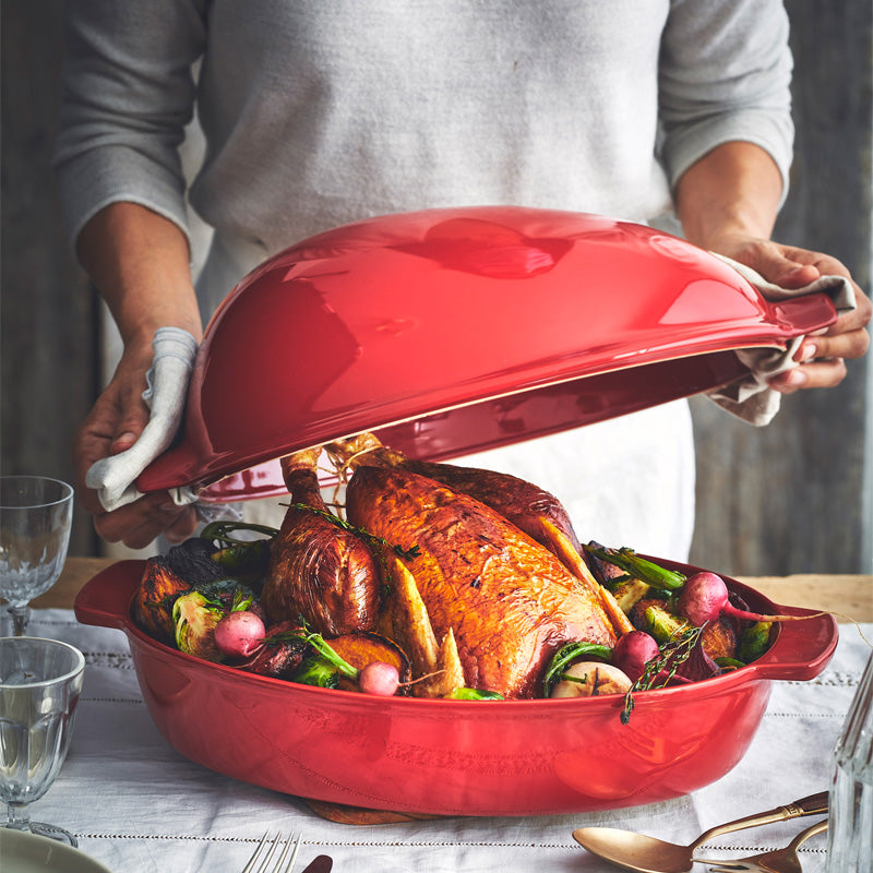 Rezeptidee Emile Henry – Keramik Hähnchenbräter – XL - 8 l – Rot, mit Deckel im Home-and-Kitchen Online Shop