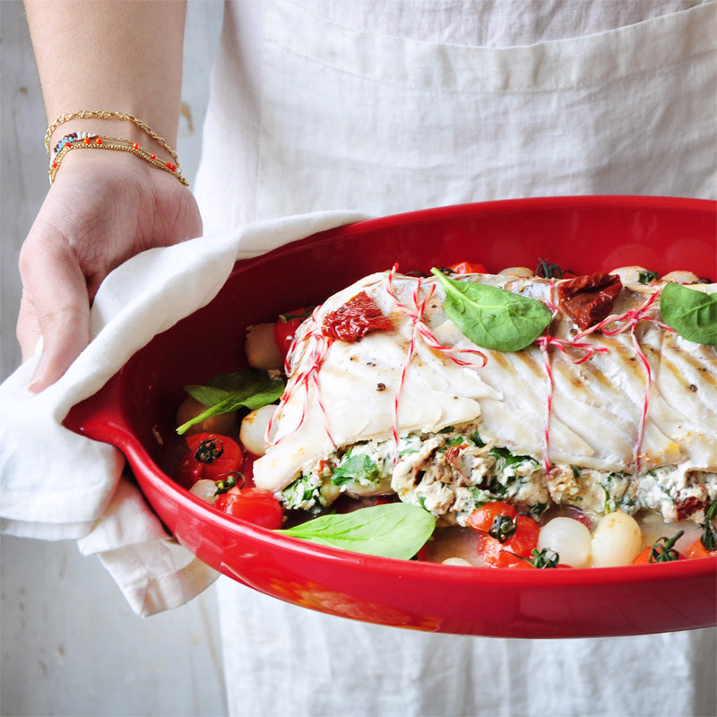 Rezeptidee Emile Henry Keramik Papillote Form / Dampfgarer - 2,2 l – rot im Home-and-Kitchen Online Shop