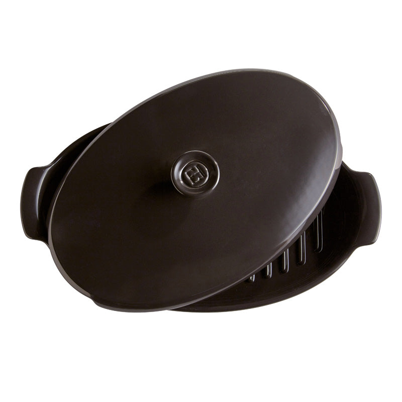 Sicht von oben Emile Henry Keramik Papillote Form / Dampfgarer - 2,2 l – schwarz im Home-and-Kitchen Online Shop