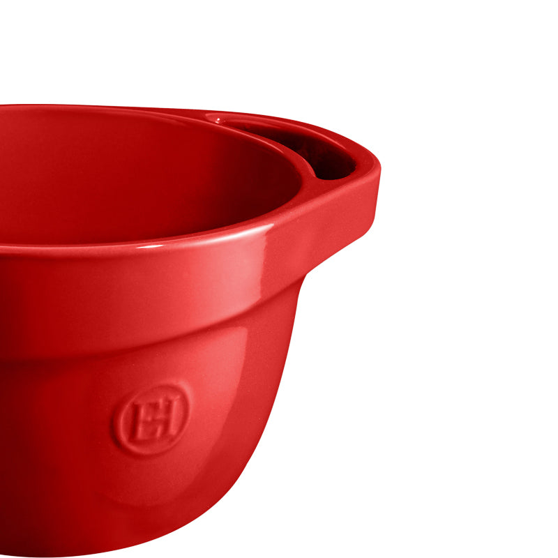 Ansicht Griff Emile Henry Keramik Rührschüssel – rot – grand cru – 2,5 l im Home-and-kitchen Online Shop