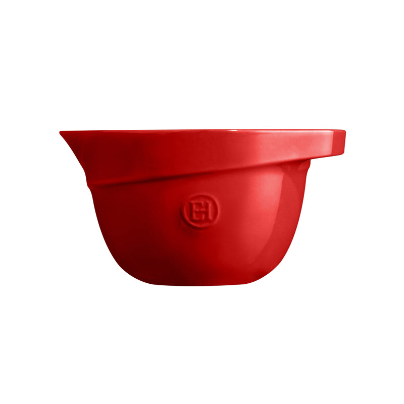 Seitenansicht Emile Henry Keramik Rührschüssel – rot – grand cru – 2,5 l im Home-and-kitchen Online Shop