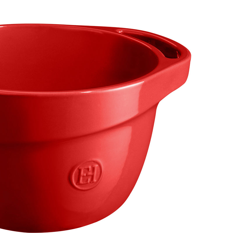Detailansicht Griff Emile Henry Keramik Rührschüssel – rot - grand cru – 3,5 l im Home-and-Kitchen Online Shop
