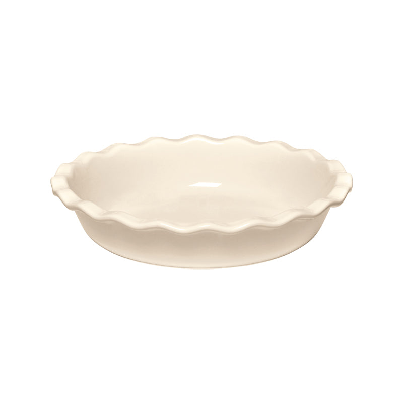 Emile Henry Kuchenform / Auflaufform mit Wellenrand aus Keramik– 26 cm – creme - argile im Home-and-Kitchen Online Shop
