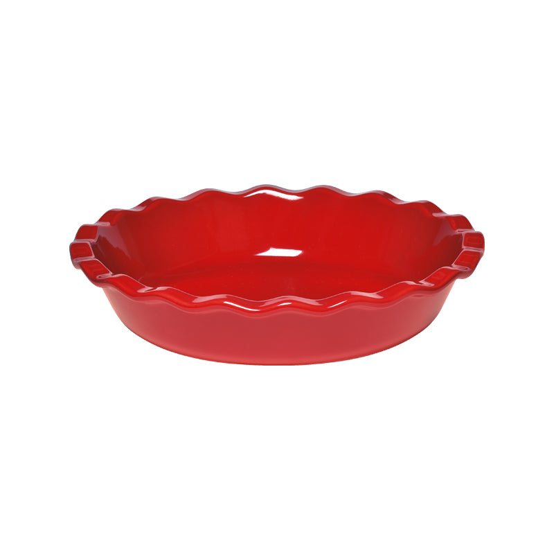 Emile Henry Kuchenform / Auflaufform mit Wellenrand aus Keramik– 26 cm – rot, im Home-and-Kitchen Online Shop