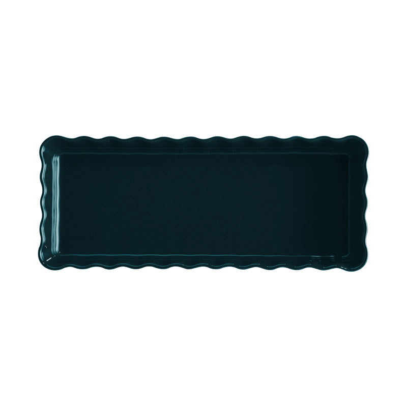 Ansicht von oben Emile Henry - Kuchenform / Tarteform lang – 36 cm - petrol blau im Home-and-Kitchen Online Shop