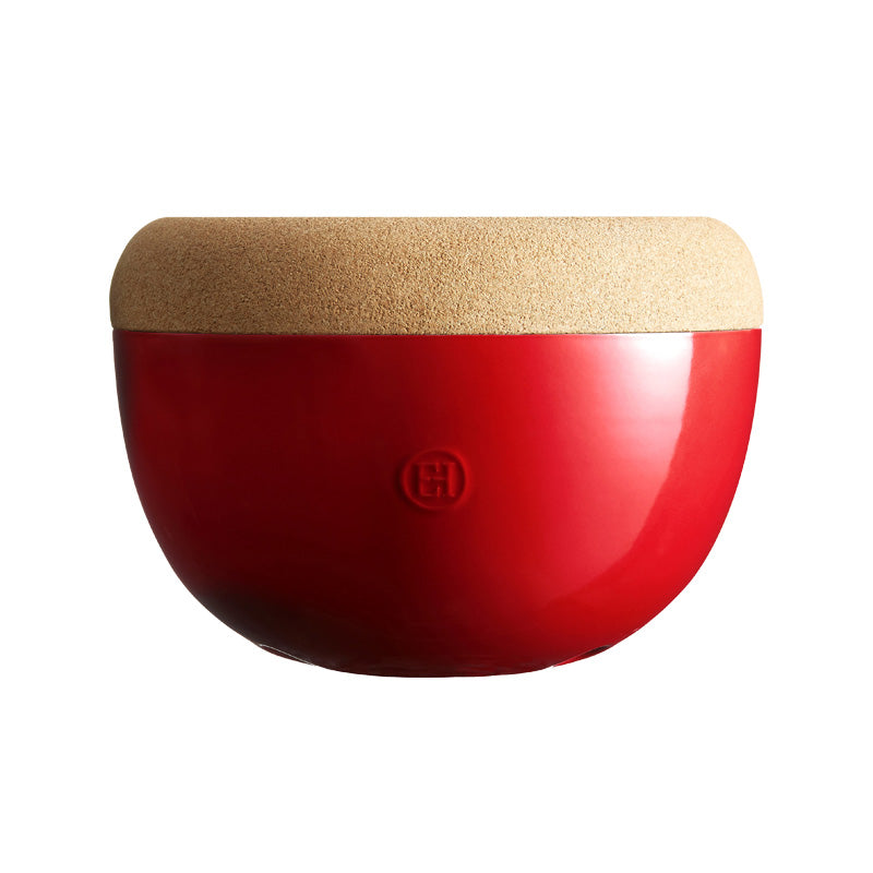 Emile Henry – Tiefe Keramikschale mit Korkdeckel – Rot, Durchmesser 27 cm im Home-and-Kitchen Online Shop