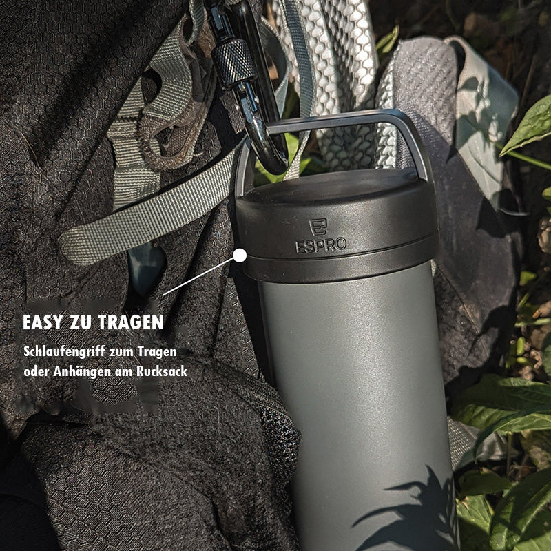 ESPRO P0 Ultralight Travel Coffee Press 470 ml -, mit Tragebügel, Höhe 23,4 cm, Vakuum-Isoliert, im Home-and-Kitchen Online Shop