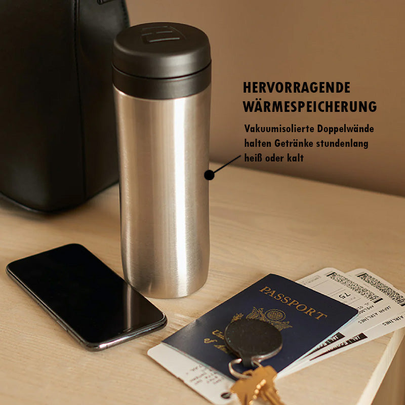 Wärmespeicherung der ESPRO P1 Travel French Press 350 ml - Edelstahl gebürstet, Vakuum-Isolierung, Höhe 20,6 cm, im Home-and-Kitchen Online Shop
