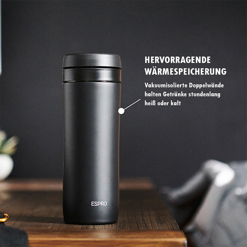 ESPRO P1 Travel French Press 350 ml - Edelstahl gebürstet, Vakuum-Isolierung, Höhe 20,6 cm, im Home-and-Kitchen Online Shop