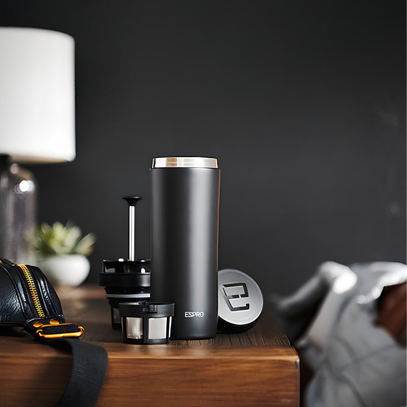ESPRO P1 Travel French Press 350 ml - Edelstahl gebürstet, Vakuum-Isolierung, Höhe 20,6 cm, im Home-and-Kitchen Online Shop