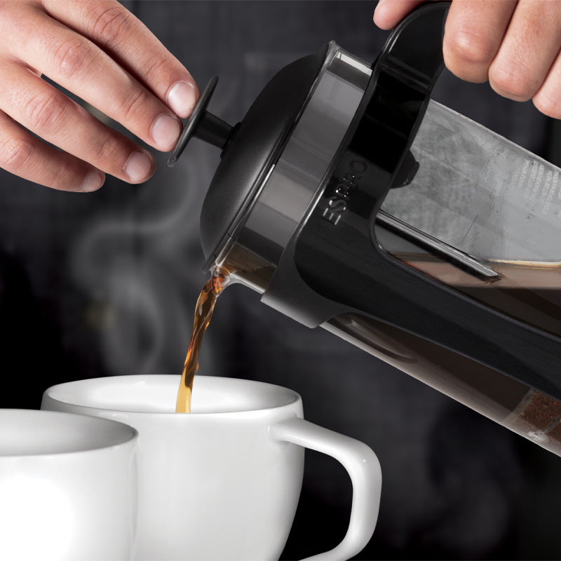 Funktionsbeispiel Espro P3 French Press Everyday Kaffeebereiter - 950 ml, inklusive Filter, Höhe 24 cm, Borosilikatglas, Schwarz glänzend im Home-and-Kitchen Online Shop