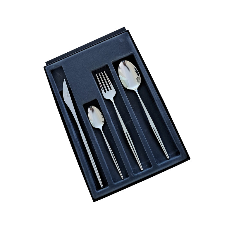Besteckbox FACE Besteck Set CAIRO - Edelstahl - glänzend - 24 teilig, handgefertigt in Portugal, im Home-and-Kitchen Online Shop