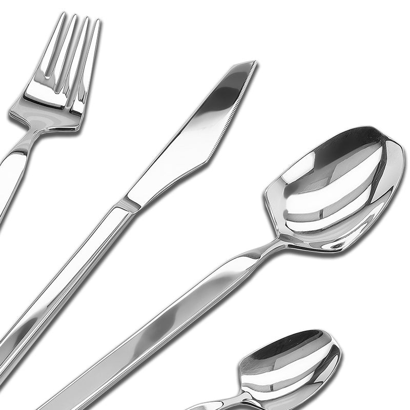 Detailansicht FACE Besteck Set CARACAS - Edelstahl glänzend - 24 teilig, handgefertigt in Portugal, im Home-and-Kitchen Online Shop
