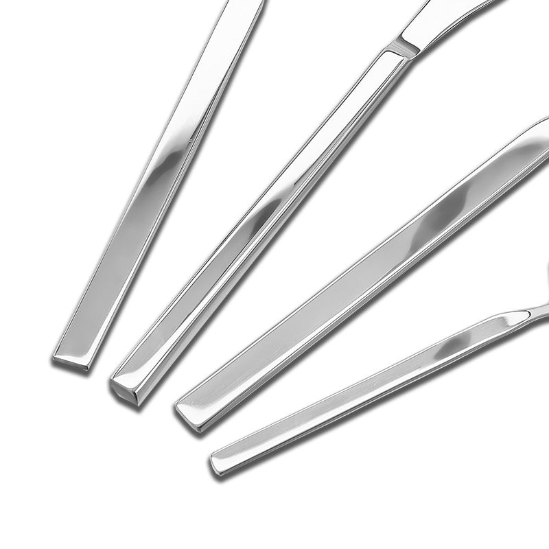 Detailansicht Besteckgriffe FACE Besteck Set CARACAS - Edelstahl glänzend - 24- teilig, handgefertigt in Portugal, im Home-and-Kitchen Online Shop
