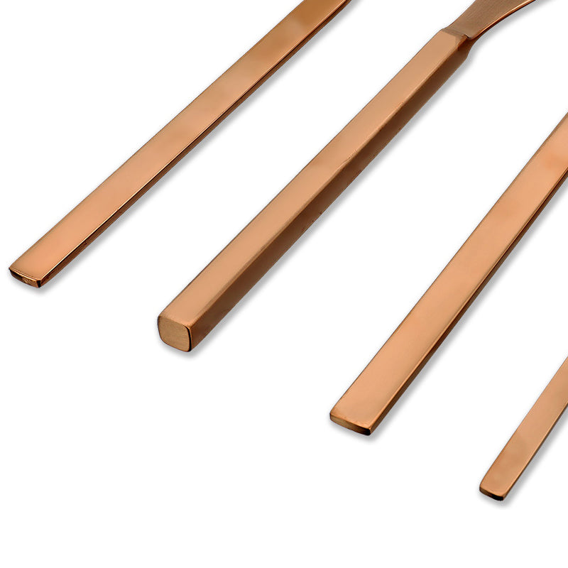 Detailansicht Griffe FACE Besteck Set CARACAS - Edelstahl - kupfer matt - 24 teilig, angefertigt in Portugal, im Home-and-Kitchen Online Shop