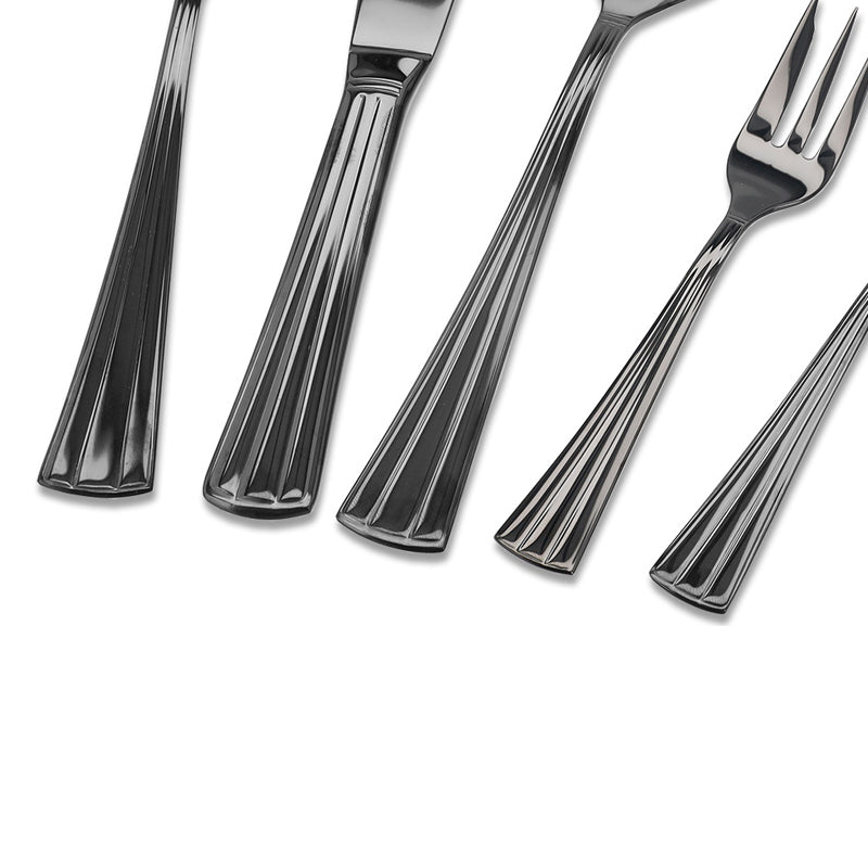 Detailansicht Besteckgriffe FACE Besteck Set BUDAPEST - Edelstahl - PVD schwarz - 30 teilig, handgefertigt in Portugal, im Home-and-Kitchen Online Shop