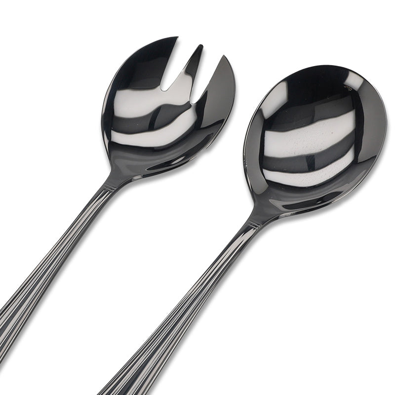 Detailansicht FACE Salatbesteck BUDAPEST - Edelstahl / PVD schwarz, handgefertigt in Portugal, im Home-and-Kitchen Online Shop