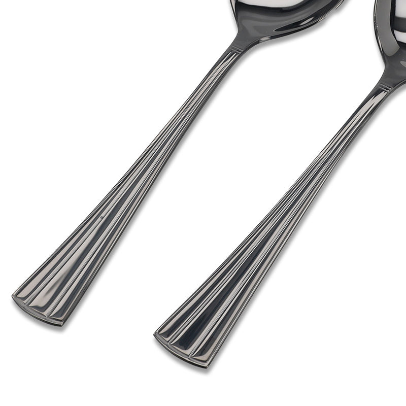 Detailansicht Besteckgriffe FACE Salatbesteck BUDAPEST - Edelstahl / PVD schwarz, handgefertigt in Portugal, im Home-and-Kitchen Online Shop