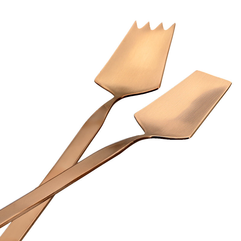 Detailansicht FACE Salatbesteck CARACAS - Edelstahl - kupfer matt, hergestellt in Portugal, im home-and-Kitchen Online Shop