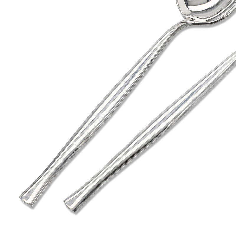 Detailansicht Besteckgriff FACE Salatbesteck ISTANBUL Set - Edelstahl glänzend, handgefertigt in Portugal, im Home-and-Kitchen Online Shop