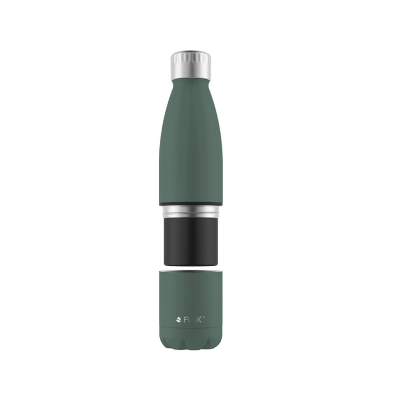 FLSK Edelstahl Trinkflasche mit integriertem Becher aus Edelstahl in der Farbe Grün / Ridge Green im Home-and-Kitchen Online Shop