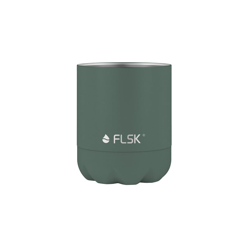 Becher der FLSK Edelstahl Trinkflasche in der Farbe Grün / Ridge Green im Home-and-Kitchen Online Shop
