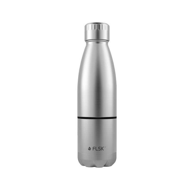 FLSK Edelstahl Trinkflasche mit integriertem Becher - stainless / Edelstahl - Inhalt 700 ml im Home-and-Kitchen Online Shop