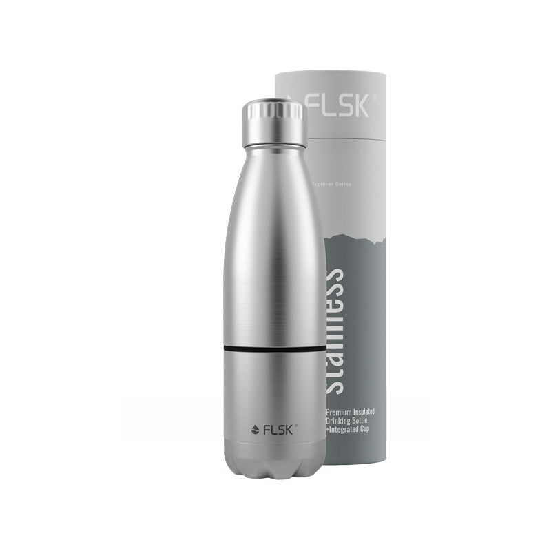 Geschenkbox FLSK Edelstahl Trinkflasche in der Farbe Silber / Edelstahl im Home-and-Kitchen Online Shop