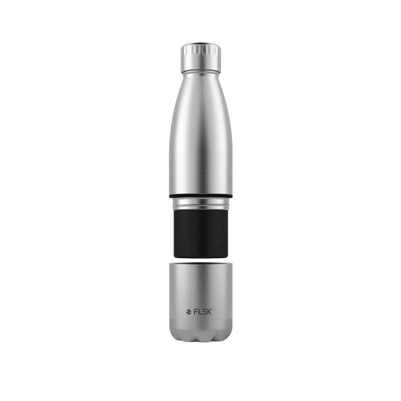 FLSK Edelstahl Trinkflasche mit integriertem Becher - stainless / Edelstahl im Home-and-Kitchen Online Shop
