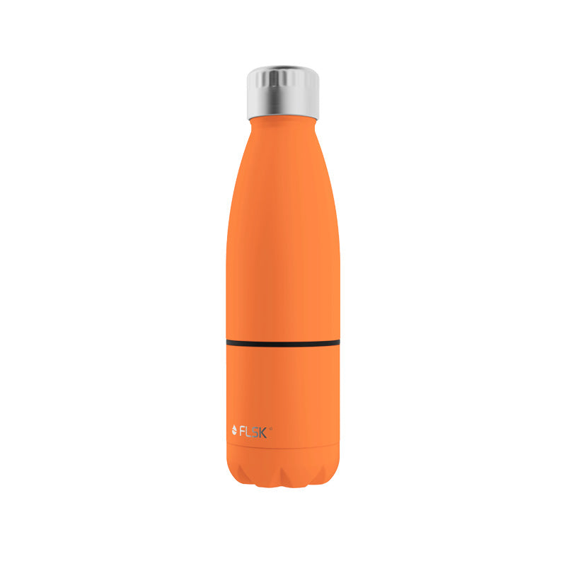 FLSK Edelstahl Trinkflasche mit integriertem Becher - Farbe Orange / Trail Orange - Inhalt 700 ml im Home-and-Kitchen Online Shop