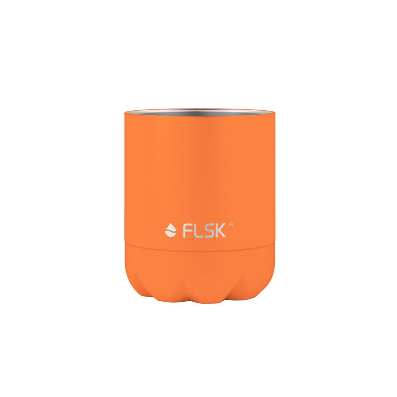 Becher der FLSK Edelstahl Trinkflasche in der Farbe Orange / Trail Orange im Home-and-Kitchen Online Shop