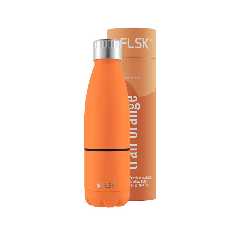 Geschenkbox FLSK Edelstahl Trinkflasche in der Farbe Orange / Trail Orange im Home-and-Kitchen Online Shop