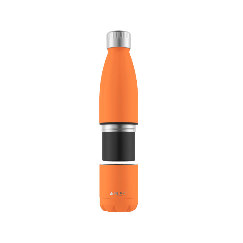 FLSK Edelstahl Trinkflasche mit integriertem Becher in der Farbe Orange / Trail Orange aus Edelstahl im Home-and-Kitchen Online Shop
