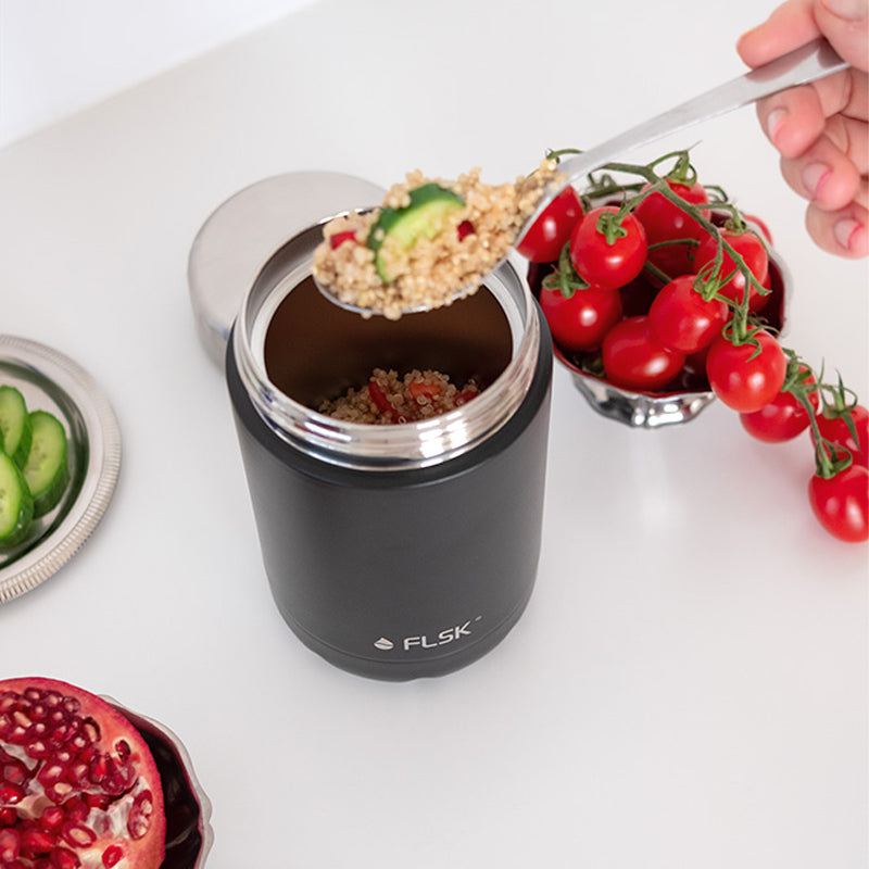 FLSK Edelstahl Food Jar | Thermobehälter in der Farbe Schwarz 600 ml von Home-and-Kitchen Online Shop