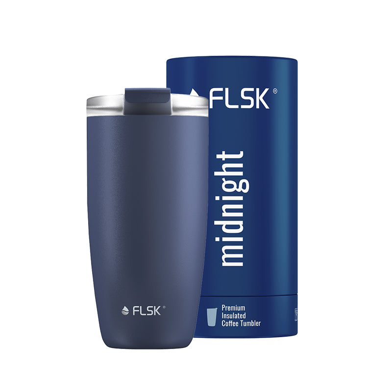 Edelstahl Thermobecher /Kaffeebecher to go, midnight, von FLSK