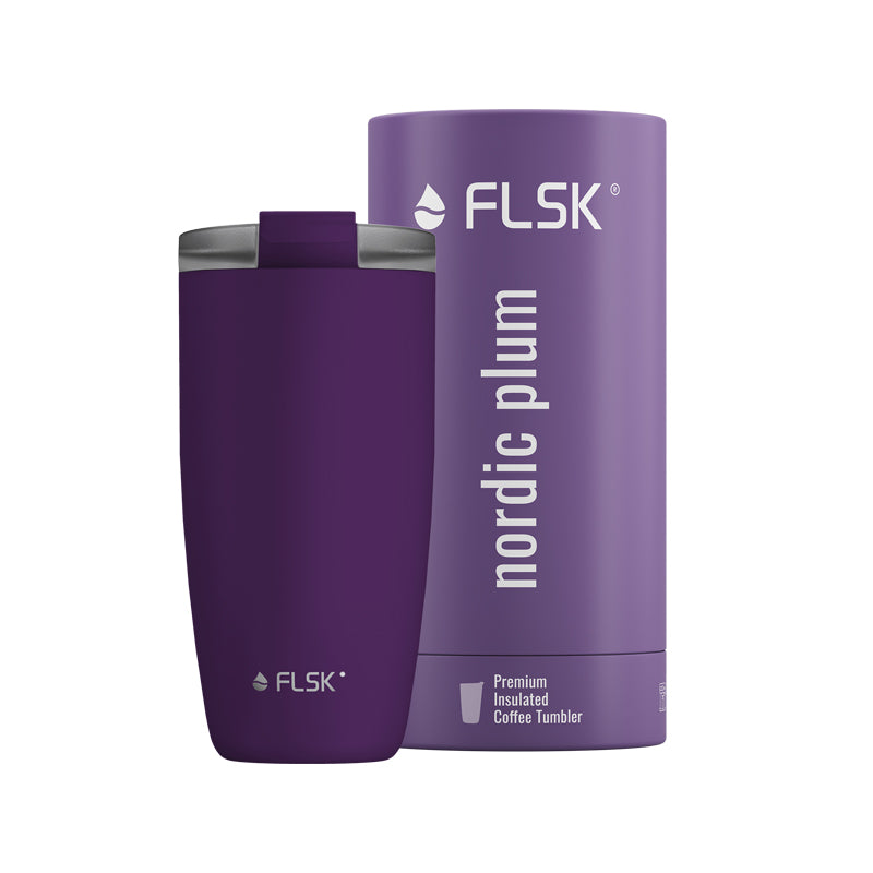 Farbe: nordic plum, Kaffeebecher/Thermobecher von FLSK, auslaufsicher, für Heiß- und Kaltgetränke