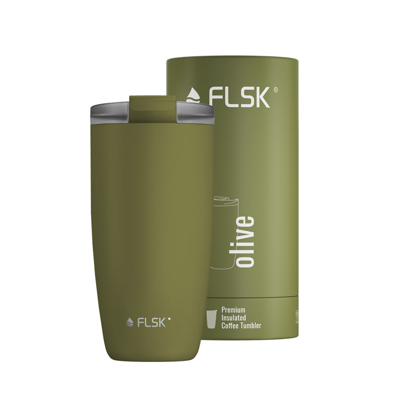 Edelstahl Thermobecher /Kaffeebecher to go, olive, von FLSK, 
