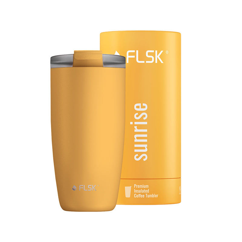 Edelstahl Thermobecher /Kaffeebecher to go, sunrise, von FLSK, 