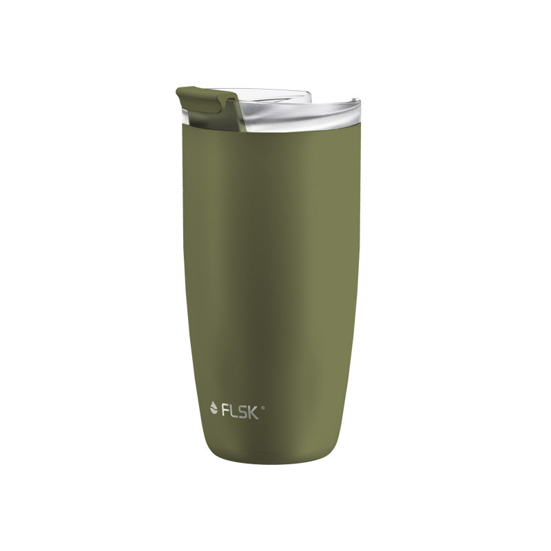 FLSK Edelstahl Thermobecher - Kaffeebecher to go Farbe Grün / Olive - 500 ml im Home-and-Kitchen Online Shop | color:olive