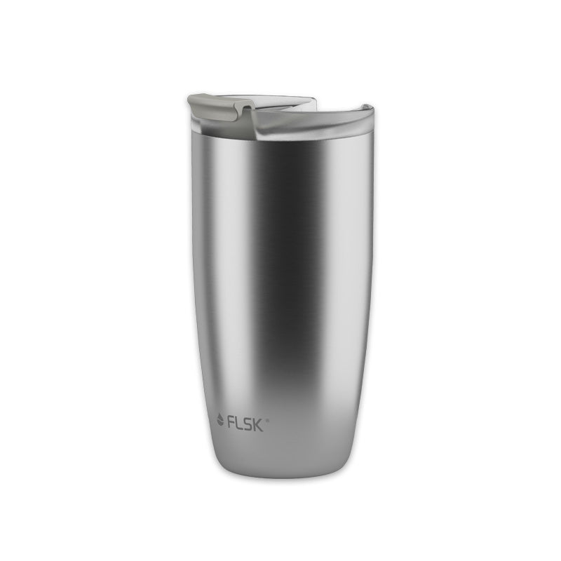 FLSK Edelstahl Thermobecher - Kaffeebecher to go Farbe Edelstahl / Silber - 500 ml im Home-and-Kitchen Online Shop | color:silver